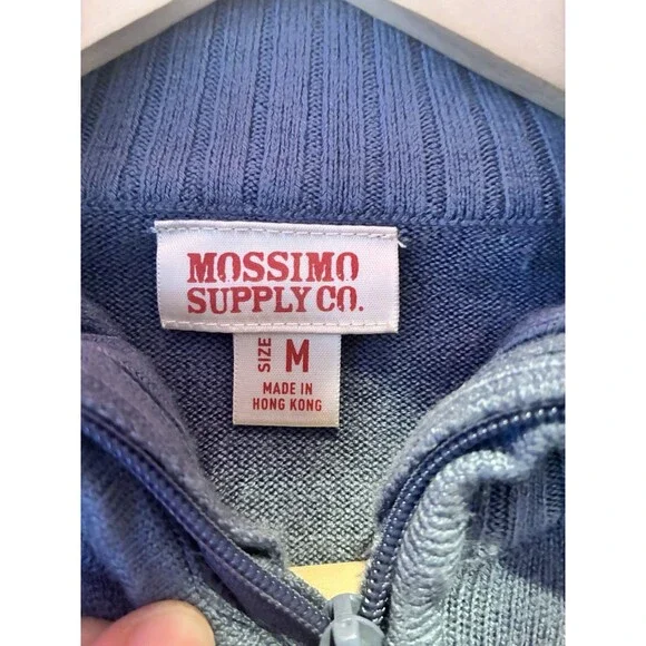 Mossimo Supply Co Blue Zip Up Sweater Jacket Womens Medium Ribbed Knit - Picture 6 of 10